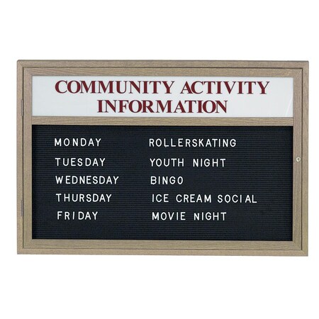 United Visual Products Sliding Door Indoor Enclosed Corkboard, 6 UV9026ACS-GOLD-CINNABA